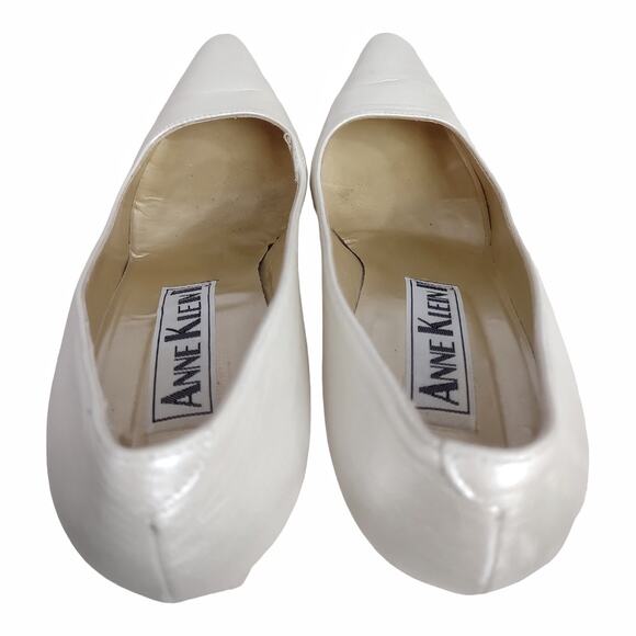 ANNE KLEIN Cream Pearlized Pumps Size 8.5 Heels Wedding Career Special Occasion - Picture 10 of 14